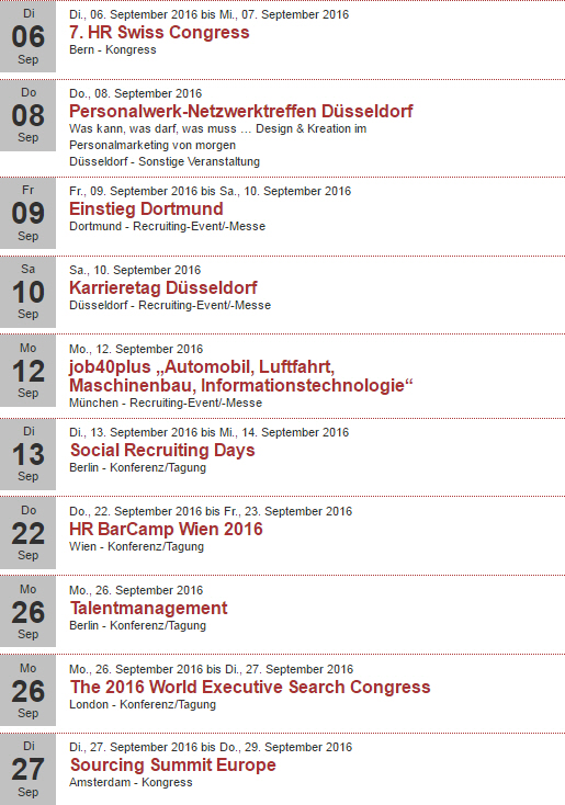 Recruiting Events September 2016